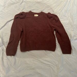 Nation LTD brown alpaca puff shoulder sweater